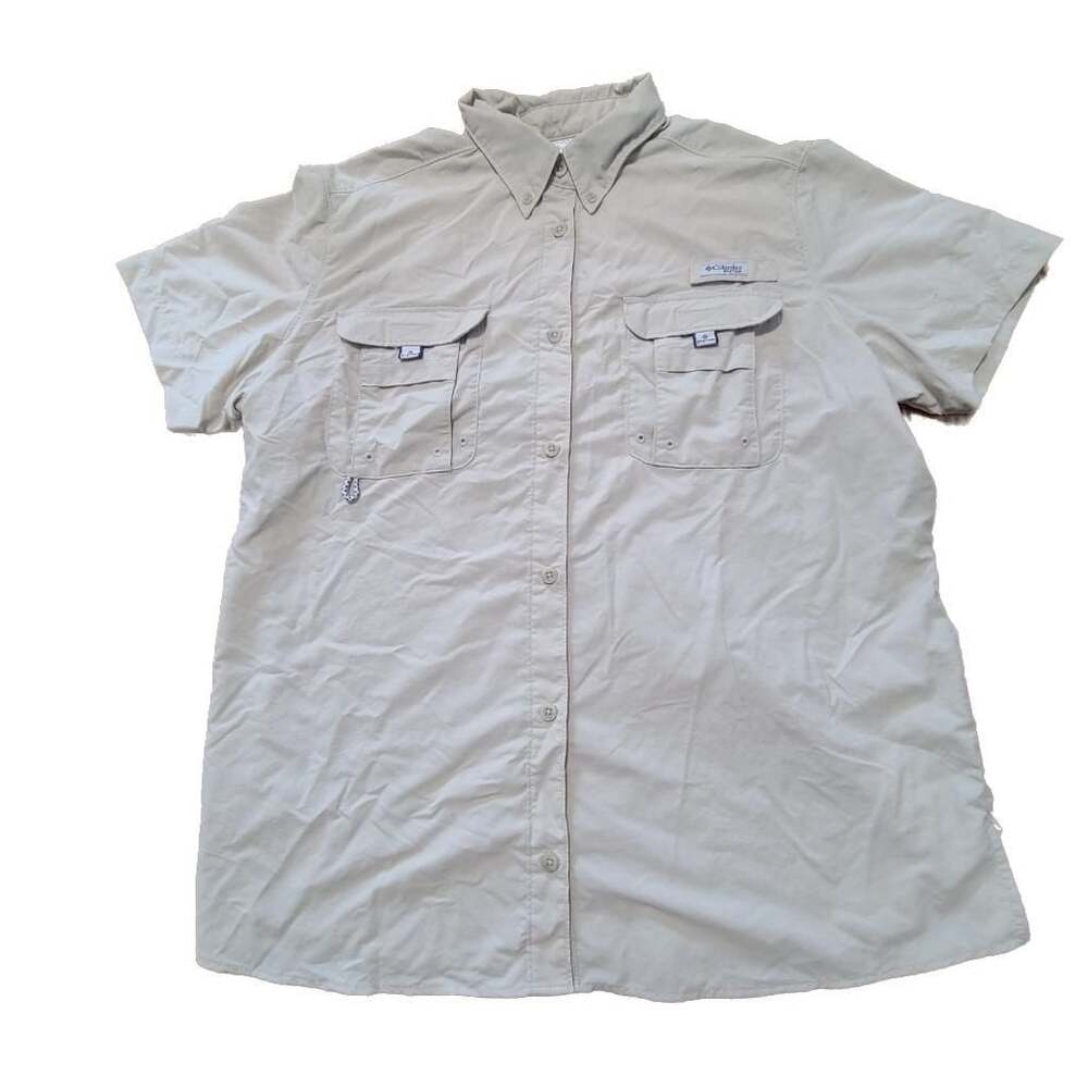 Columbia PFG Bahama II Short Sleeve Women's Size XL Fishing Shirt Tan